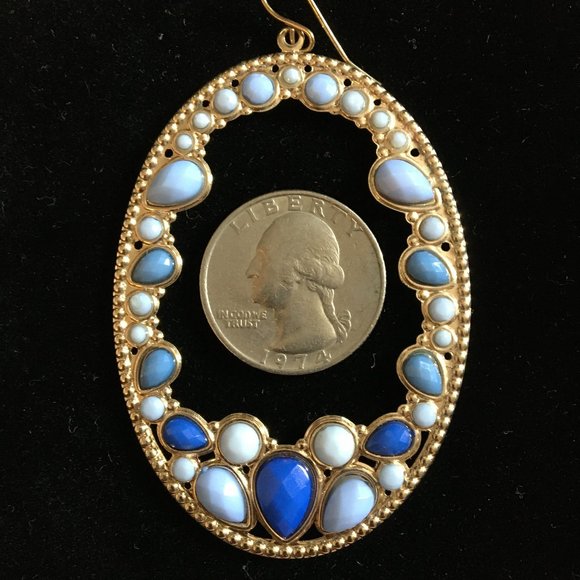 Pierced Earrings Vintage Retro Large Hoops Blues Women's Jewelry Costume   SALE! - Picture 13 of 15